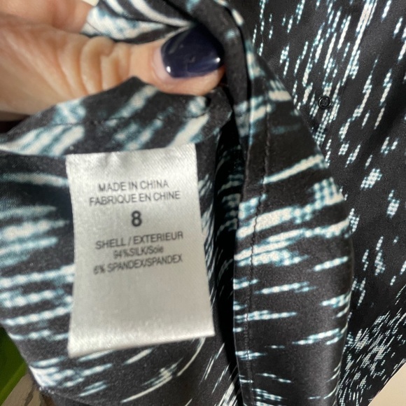 Theory Rikina Flame Silk Chiffon Sleeveless Drape Shift Dress Womens Sz 8 - Picture 9 of 14